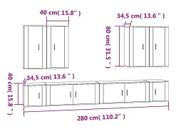 vidaxl Conjunto móveis de TV 8 pcs madeira processada^ Móvel De Tv