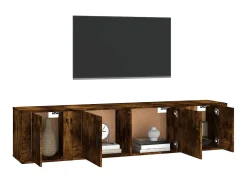 New Conjunto móveis de TV 3 pcs madeira processada carvalho fumado PT870535 Castanho