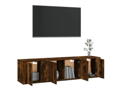 Conjunto móveis de TV 3 pcs madeira processada carvalho fumado PT883186^ Móvel De Tv