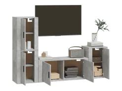 Conjunto móveis de TV 4 pcs madeira processada cimento PT644955^ Móvel De Tv
