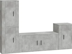 Conjunto móveis de TV 4 pcs madeira processada cimento PT644955^ Móvel De Tv
