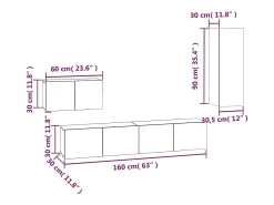 vidaxl Conjunto móveis de TV 4 pcs madeira processada^ Móvel De Tv