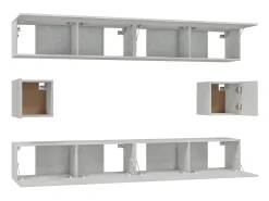 Discount Conjunto móveis de TV 6 pcs madeira processada cimento PT428894 Cinzento
