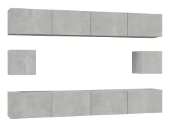 Discount Conjunto móveis de TV 6 pcs madeira processada cimento PT428894 Cinzento