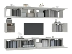 Discount Conjunto móveis de TV 6 pcs madeira processada cimento PT428894 Cinzento