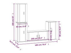 Móvel De Tv| Conjunto móveis de TV 4 pcs madeira processada PT936878 Branco