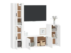 Móvel De Tv| Conjunto móveis de TV 4 pcs madeira processada PT936878 Branco