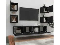 Móvel De Tv* Conjunto móveis de TV 6 pcs madeira processada PT860202 Preto