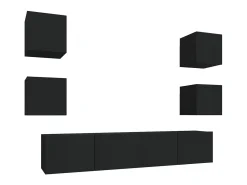 Móvel De Tv* Conjunto móveis de TV 6 pcs madeira processada PT860202 Preto