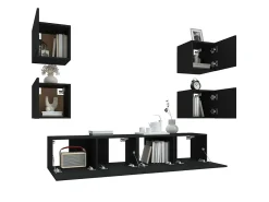 Móvel De Tv* Conjunto móveis de TV 6 pcs madeira processada PT860202 Preto