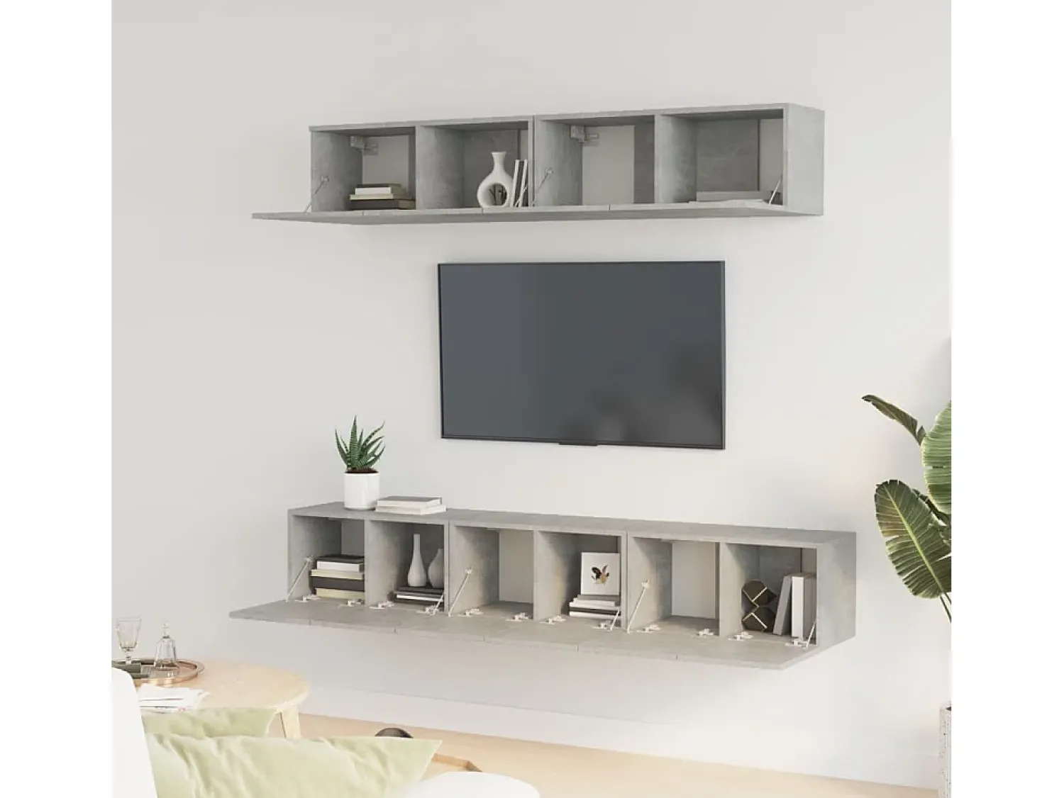 Conjunto móveis de TV 5 pcs madeira processada cimento PT363274^ Móvel De Tv