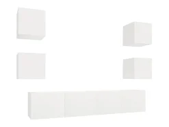 Móvel De Tv* Conjunto móveis de TV 6 pcs madeira processada PT230711 Branco
