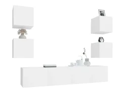 Móvel De Tv* Conjunto móveis de TV 6 pcs madeira processada PT230711 Branco