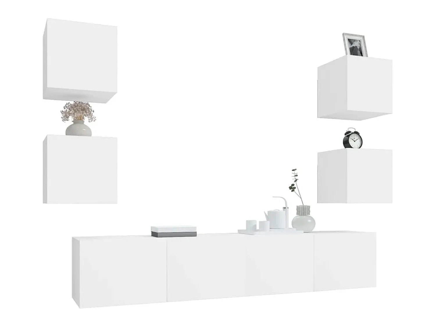 Móvel De Tv* Conjunto móveis de TV 6 pcs madeira processada PT230711 Branco