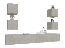 Móvel De Tv* Conjunto móveis de TV 6 pcs madeira processada cimento PT827575 Cinzento