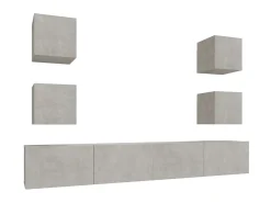 Móvel De Tv* Conjunto móveis de TV 6 pcs madeira processada cimento PT827575 Cinzento