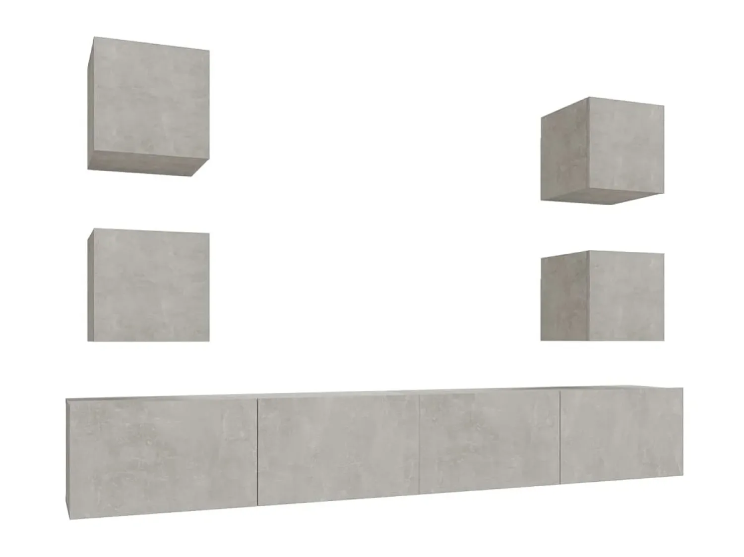 Móvel De Tv* Conjunto móveis de TV 6 pcs madeira processada cimento PT827575 Cinzento