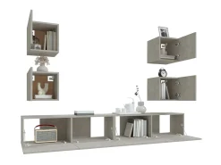 Móvel De Tv* Conjunto móveis de TV 6 pcs madeira processada cimento PT827575 Cinzento