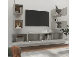 Móvel De Tv* Conjunto móveis de TV 6 pcs madeira processada cimento PT827575 Cinzento