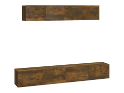 Móvel De Tv* Conjunto móveis de TV 4 pcs madeira processada carvalho fumado PT629125 Castanho