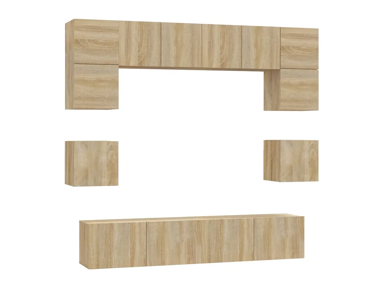 Móvel De Tv* Conjunto móveis de TV 8 pcs madeira processada carvalho sonoma PT784326 Castanho