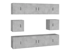 vidaxl Conjunto móveis de TV 8 pcs madeira processada cimento^ Móvel De Tv