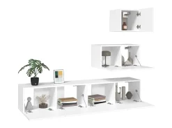 Conjunto móveis de TV 4 pcs madeira processada PT797132 Branco
