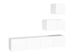 Conjunto móveis de TV 4 pcs madeira processada PT797132 Branco