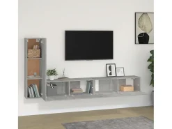 Móvel De Tv* Conjunto móveis de TV 3 pcs madeira processada cimento PT831234 Cinzento