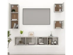 Móvel De Tv| Conjunto móveis de TV 5 pcs madeira processada cimento PT489202 Cinzento