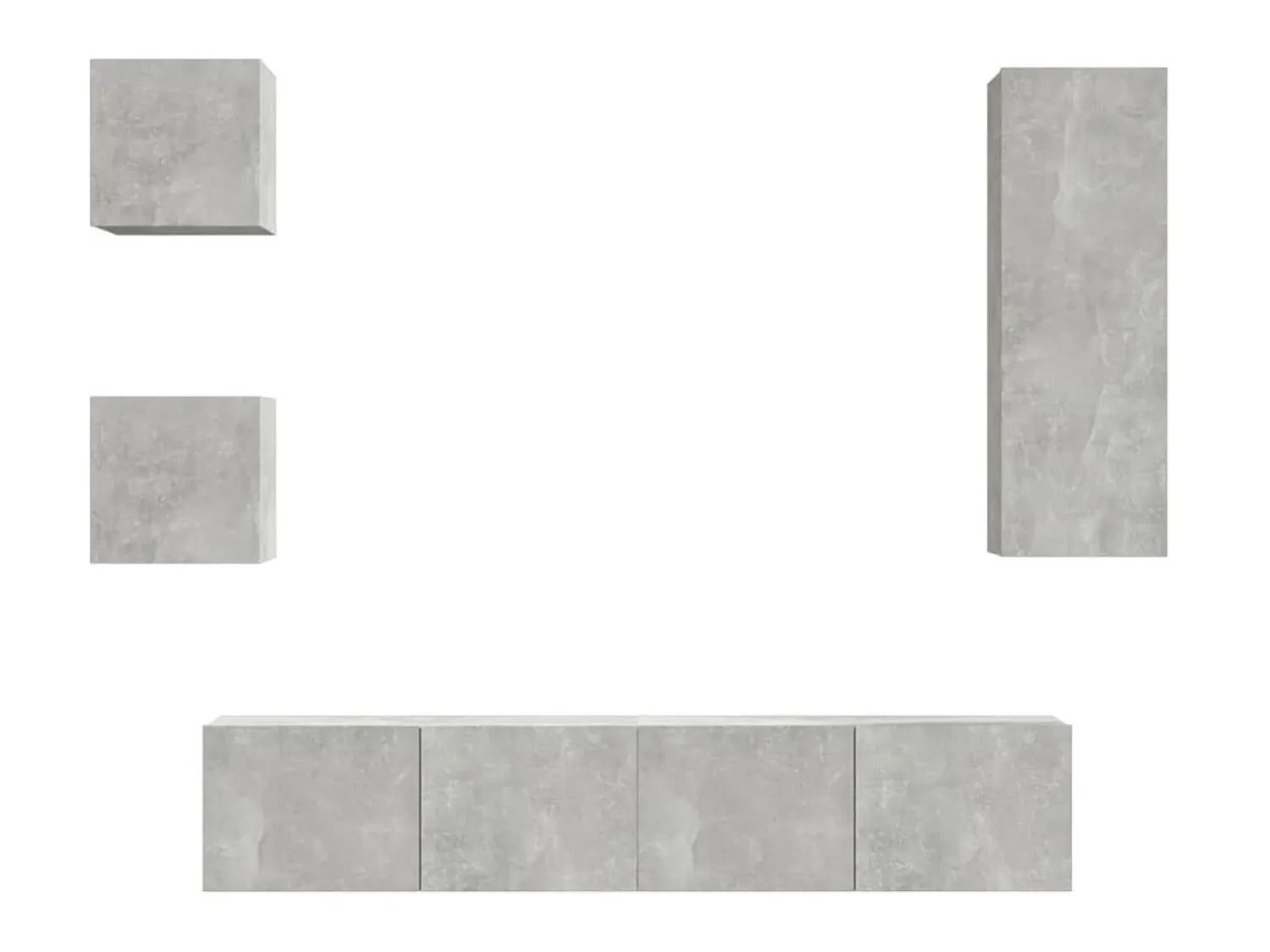 Móvel De Tv| Conjunto móveis de TV 5 pcs madeira processada cimento PT489202 Cinzento