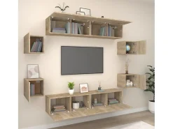 Conjunto móveis de TV 8 pcs madeira processada carvalho sonoma PT247517^ Móvel De Tv