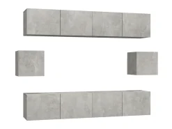 Móvel De Tv* Conjunto móveis de TV 6 pcs madeira processada cimento PT615861 Cinzento