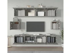 Móvel De Tv* Conjunto móveis de TV 6 pcs madeira processada cimento PT615861 Cinzento