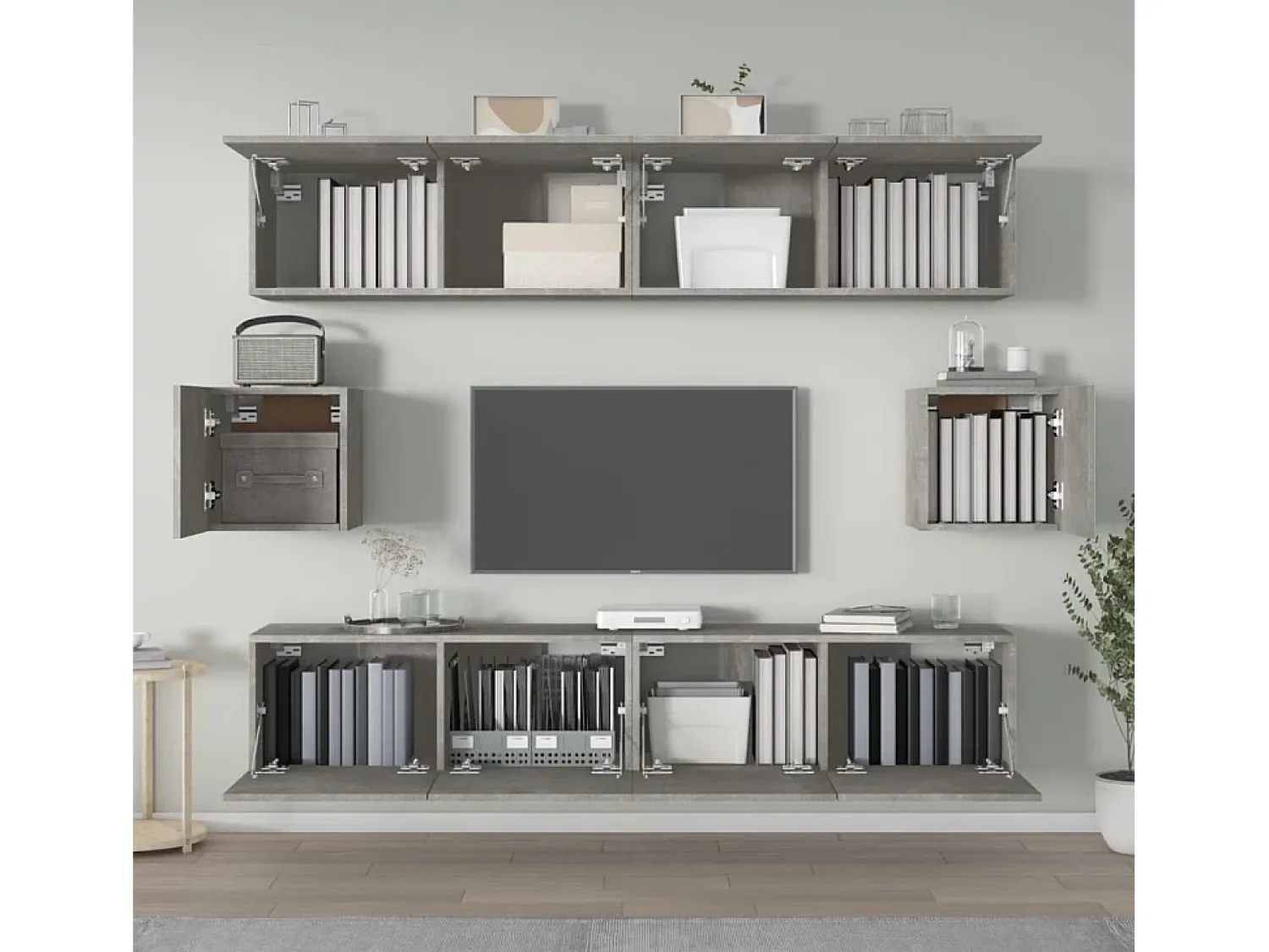 Móvel De Tv* Conjunto móveis de TV 6 pcs madeira processada cimento PT615861 Cinzento