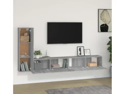 Móvel De Tv* Conjunto móveis de TV 3 pcs madeira processada sonoma cinza PT527083 Cinzento