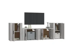 Móvel De Tv* Conjunto móveis de TV 4 pcs madeira processada sonoma cinza PT262814 Cinzento