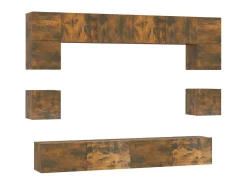 Móvel De Tv| Conjunto móveis de TV 8 pcs madeira processada carvalho fumado PT823482 Castanho