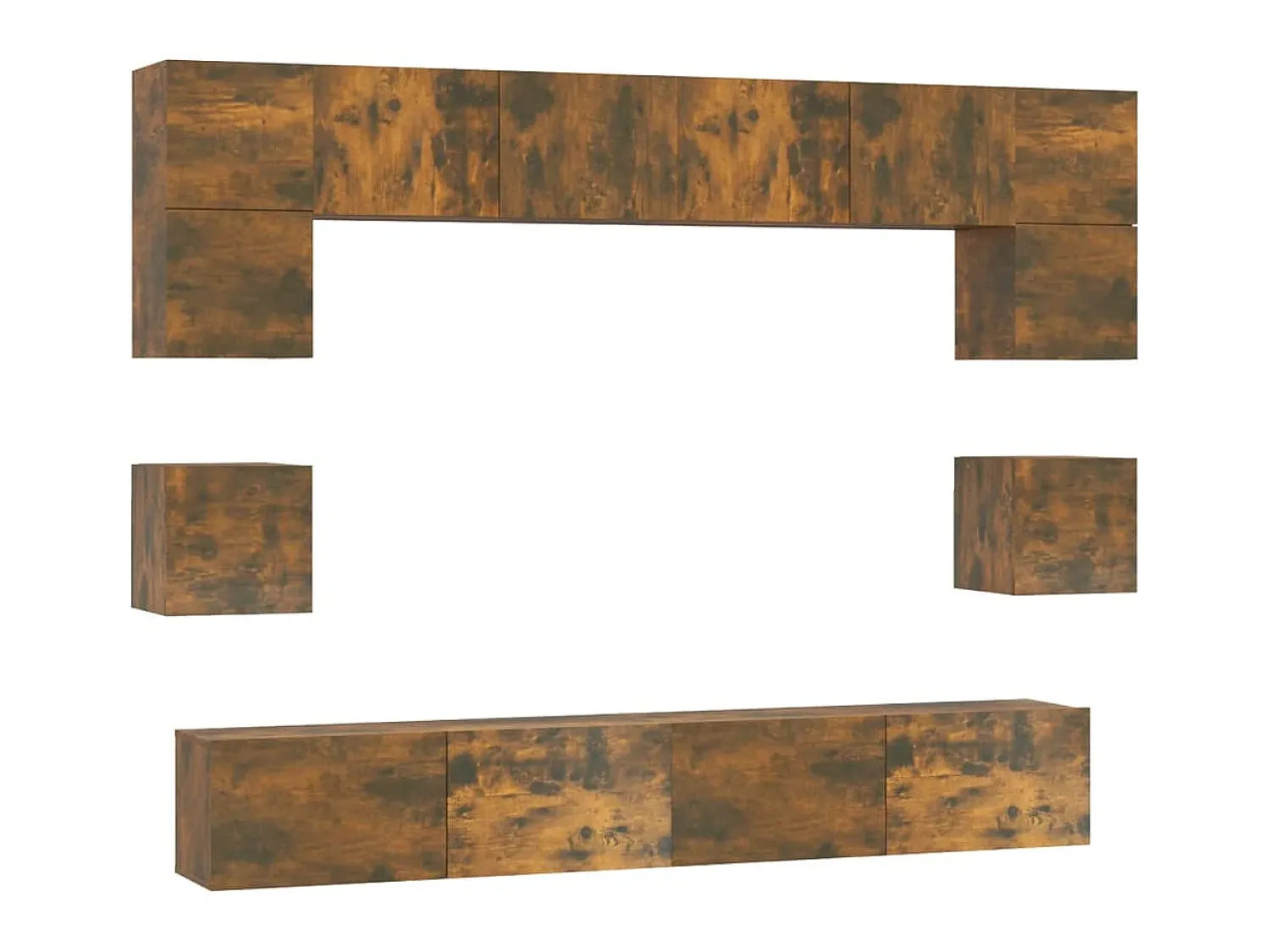 Móvel De Tv| Conjunto móveis de TV 8 pcs madeira processada carvalho fumado PT823482 Castanho