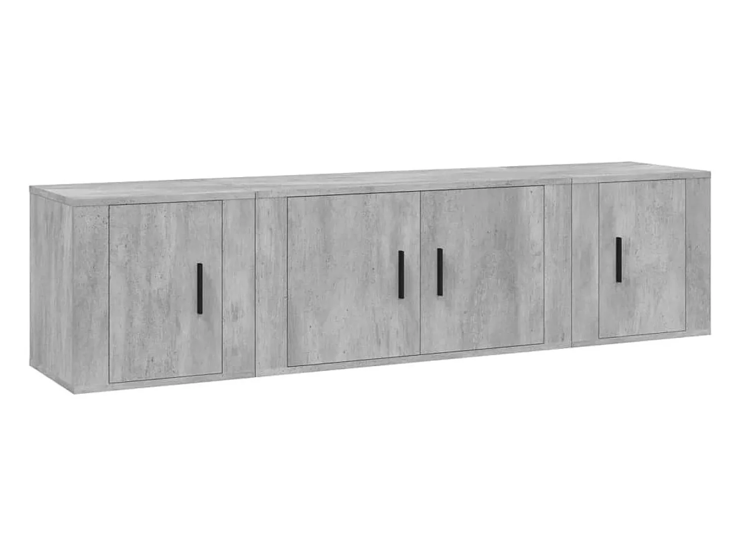 Móvel De Tv| Conjunto móveis de TV 3 pcs madeira processada cimento PT789002 Cinzento