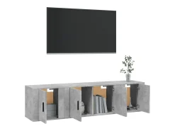 Móvel De Tv| Conjunto móveis de TV 3 pcs madeira processada cimento PT789002 Cinzento