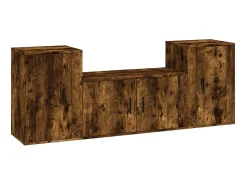 Online Conjunto móveis de TV 3 pcs madeira processada carvalho fumado PT425019 Castanho