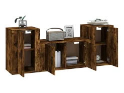 Online Conjunto móveis de TV 3 pcs madeira processada carvalho fumado PT425019 Castanho