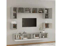 Móvel De Tv* Conjunto móveis de TV 8 pcs madeira processada cimento PT884232 Cinzento