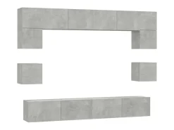 Móvel De Tv* Conjunto móveis de TV 8 pcs madeira processada cimento PT884232 Cinzento