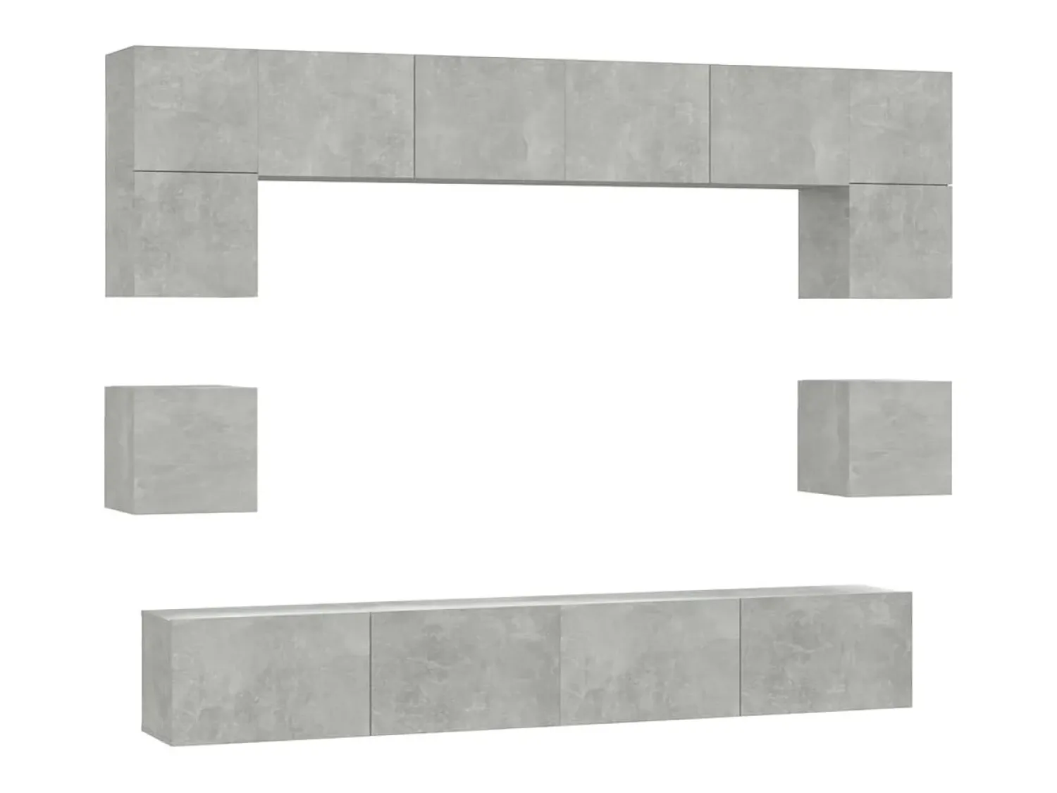 Móvel De Tv* Conjunto móveis de TV 8 pcs madeira processada cimento PT884232 Cinzento