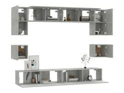 Móvel De Tv* Conjunto móveis de TV 8 pcs madeira processada cimento PT884232 Cinzento