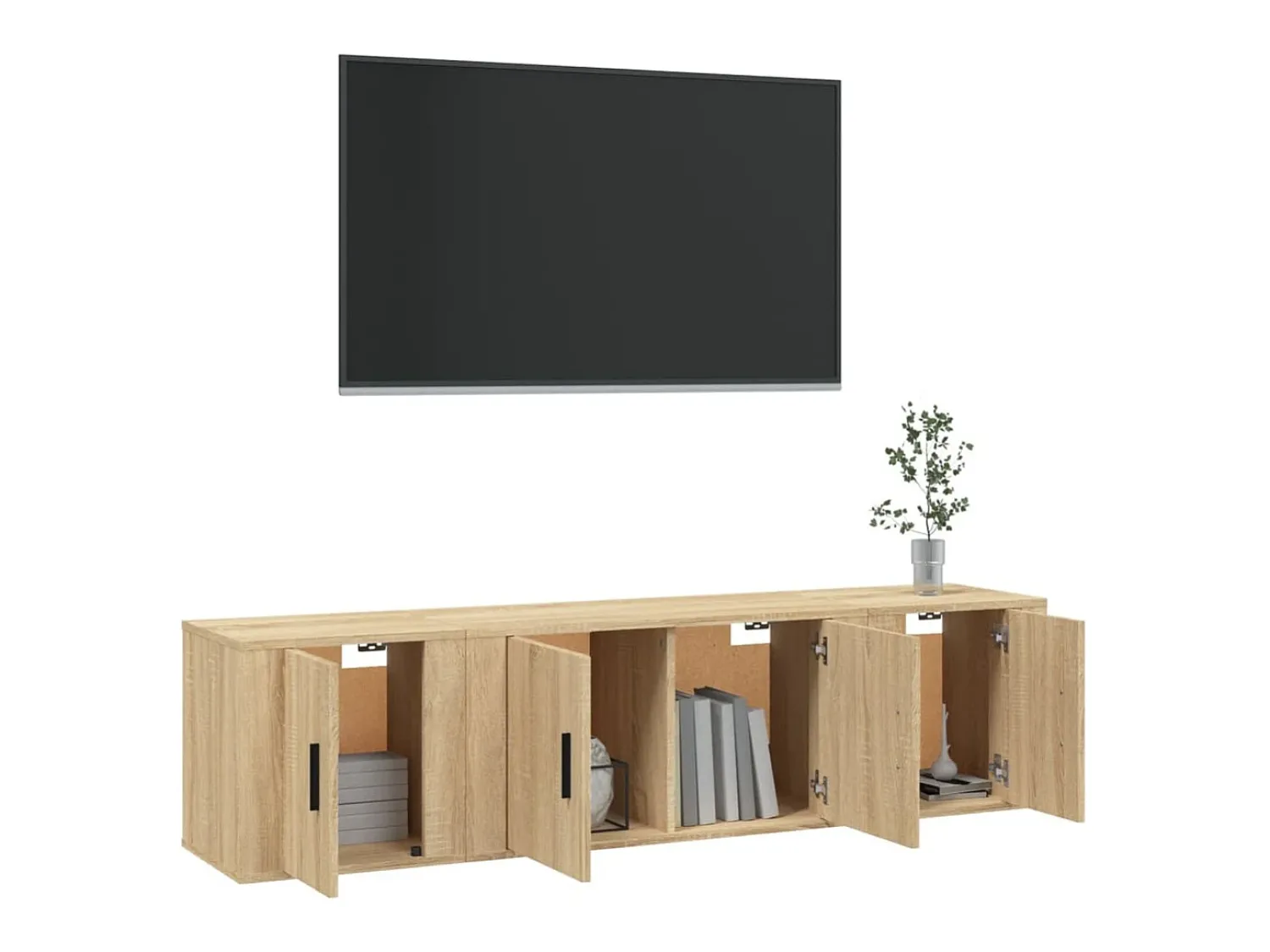 Móvel De Tv| Conjunto móveis de TV 3 pcs madeira processada carvalho sonoma PT275711 Castanho
