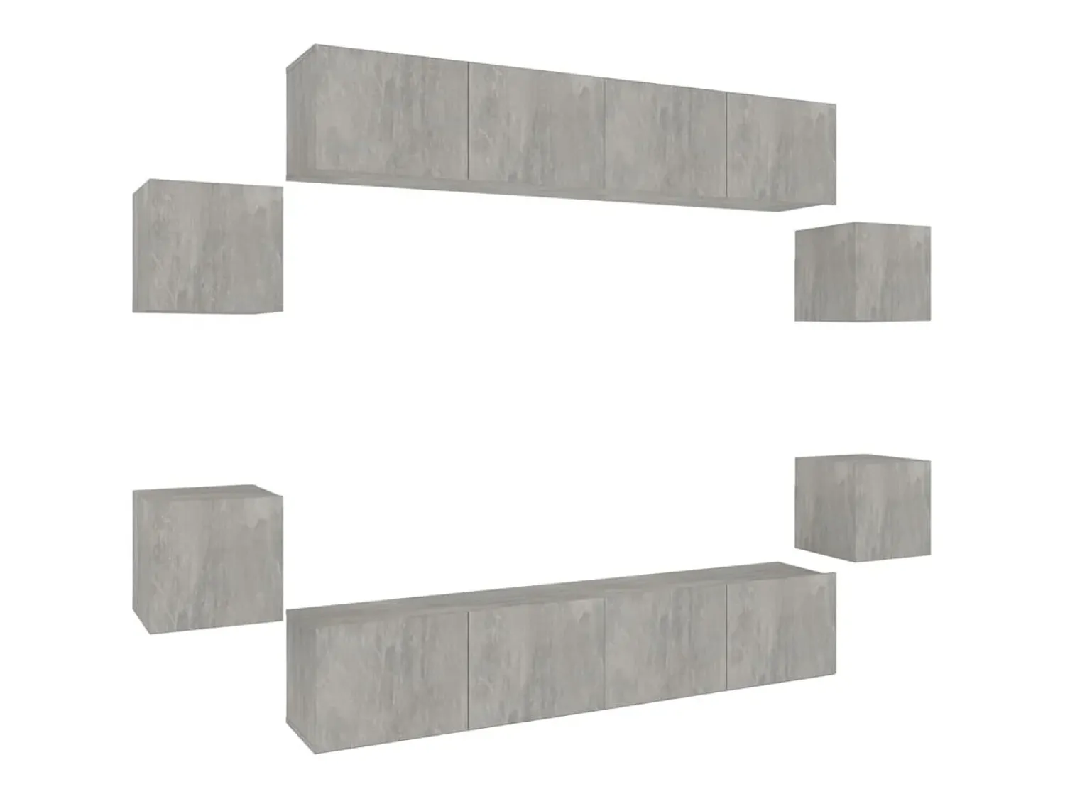 Móvel De Tv| Conjunto móveis de TV 8 pcs madeira processada cimento PT593014 Cinzento