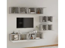 Discount Conjunto móveis de TV 6 pcs madeira processada cimento PT981692 Cinzento